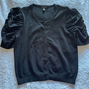 George Black Button-Up Cardigan with Puff Sleeves